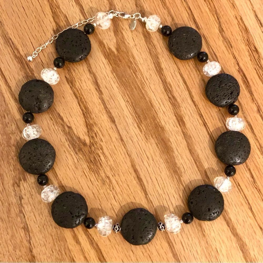 Donna Dressler | Volcanic Rock and Crystal Beaded Necklace | 18” Adjustable
